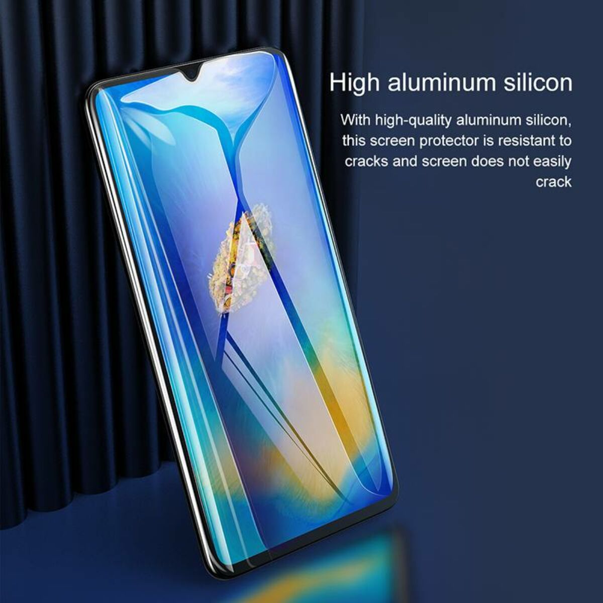 Kép 2/9 - Baseus Huawei Mate 20 0.3 mm, Teljes felületre kékfény szűrős edzett üveg kijelzővédő fólia, fekete (SGHWMATE20-KB01)