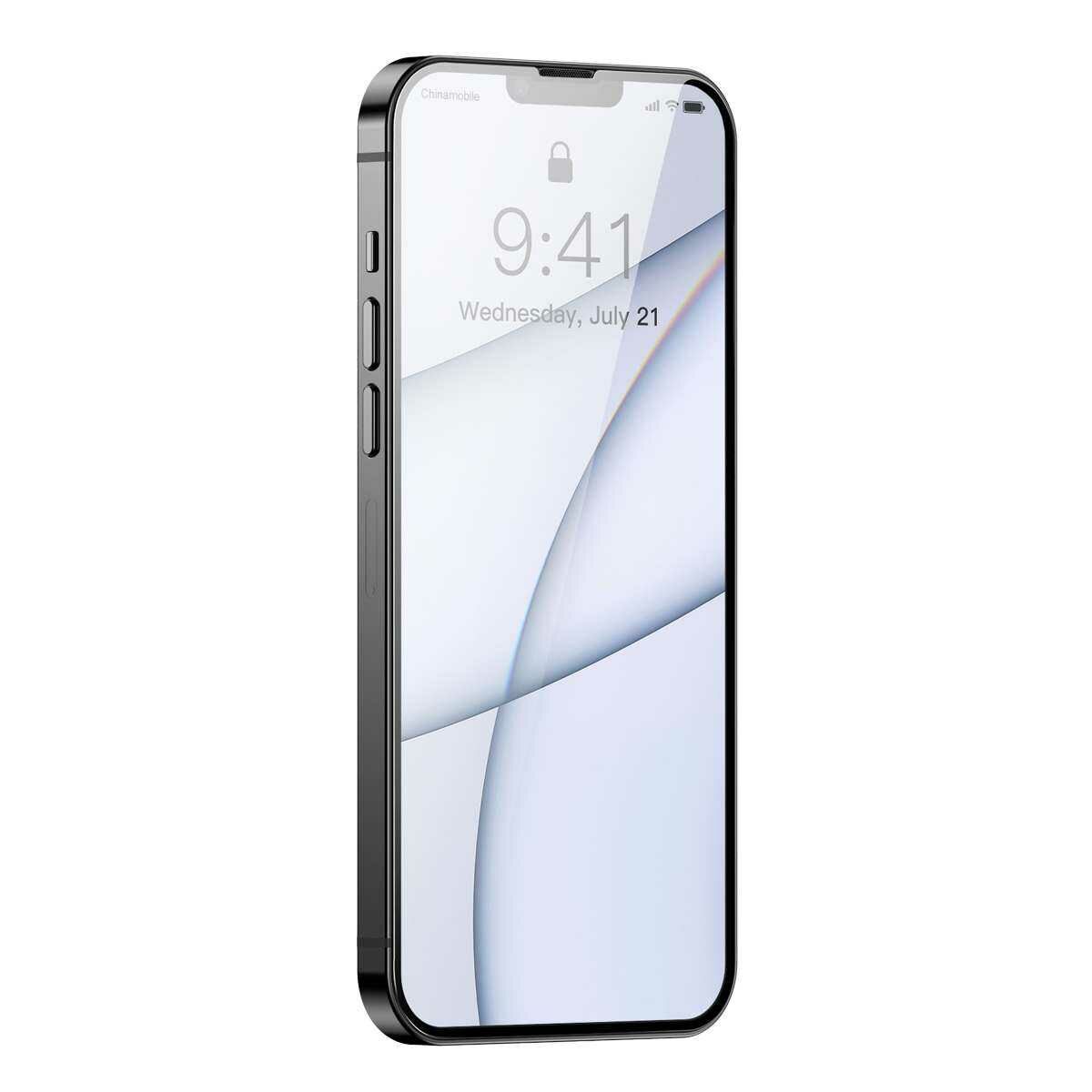 Kép 15/17 - Baseus iPhone 13 Pro Max 0.3 mm CY-YMS Teljes kijelzős, Teljes üveg, Super porcelain crystal Edzett üveg (2db/cs+f.keret), fekete SGQP030201