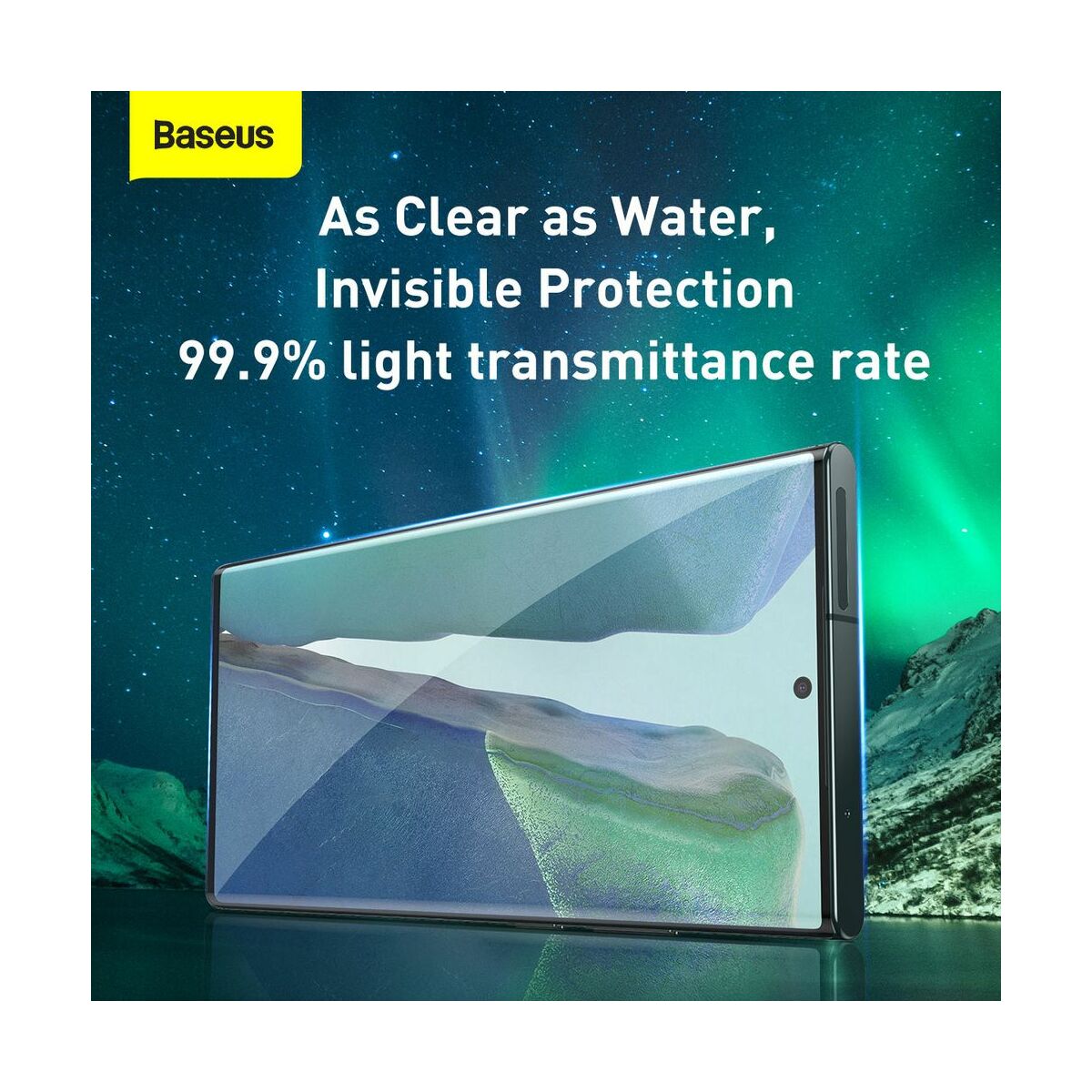 Kép 9/18 - Baseus Samsung Note 20 0.15 mm teljes felületre kijelzővédő fólia, Water Gel (2 db/csomag + keret), átlátszó (SGSANOTE20-SA02)
