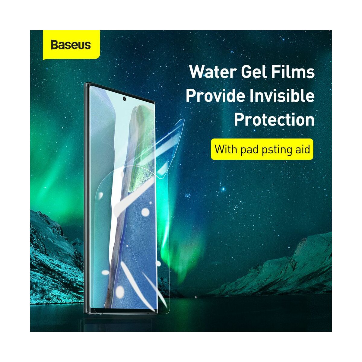 Kép 11/18 - Baseus Samsung Note 20 0.15 mm teljes felületre kijelzővédő fólia, Water Gel (2 db/csomag + keret), átlátszó (SGSANOTE20-SA02)