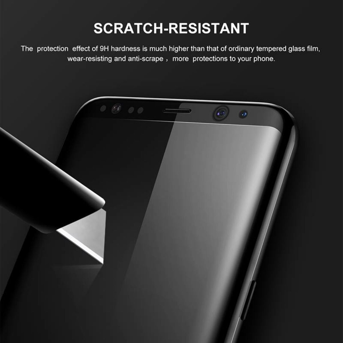 Kép 3/4 - Baseus Samsung S8 Plus 0.3 mm, teljes felületre edzett üveg kijelzővédő fólia, fekete (SGSAS8P-3D01)