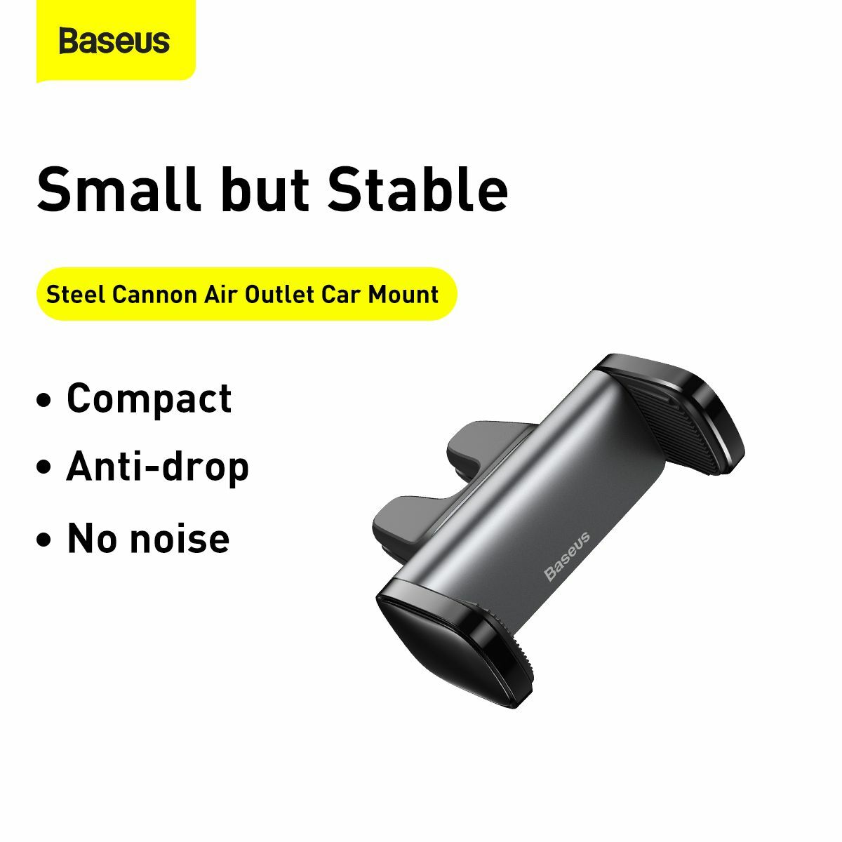 Kép 10/15 - Baseus autós telefon tartó, Steel Cannon Air Outlet 360, szellőzőrácsra illeszthető, befogós tartó, Aluminum+ABS, fekete (SUGP-01)