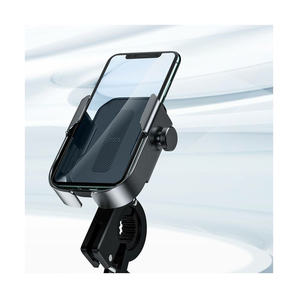 Kép 8/8 - Baseus Motorbiciklire szerelhető Armor biztonságos telefontartó (biciklire is felszerelhető), fekete (SUKJA-01)