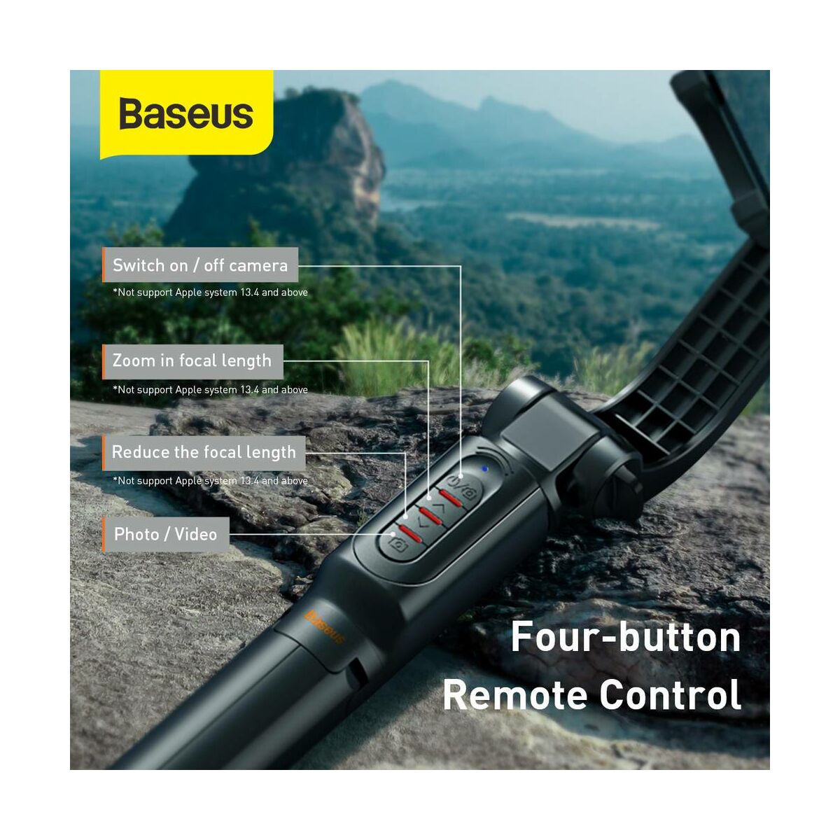 Baseus Video kiegészítő, Lovely Uniaxial Bluetooth selfie állvány, telefontartó és stabilizátor, összecsukható, fekete (SULH-01)