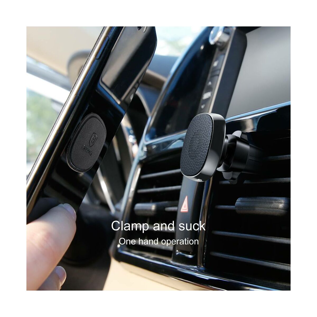 Baseus Privity series mágneses telefontartó, szellőzőrácsra (eredeti bőr), fekete (SUMQ-PR01)