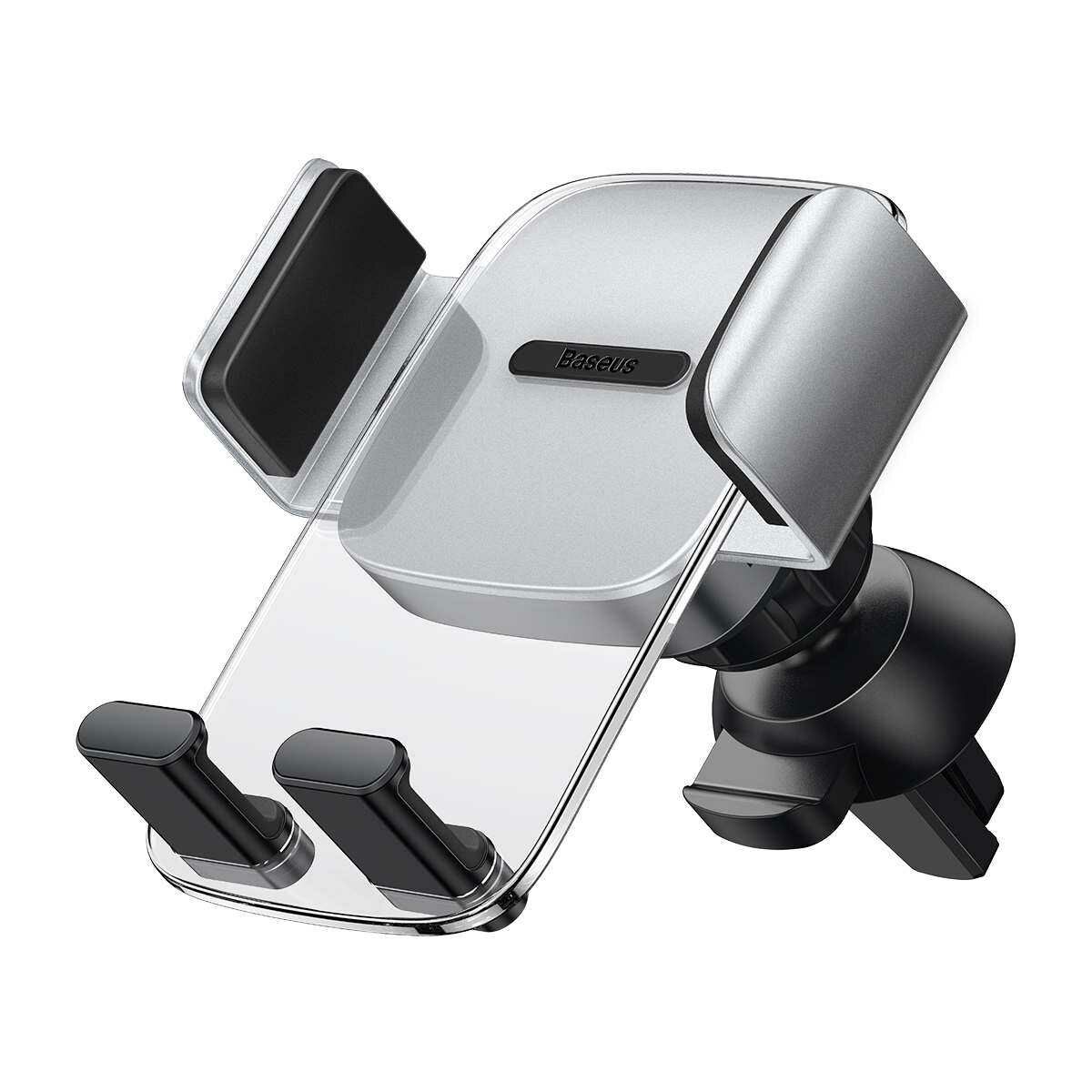 Kép 8/18 - Baseus autós telefontartó, Easy Control Clamp Holder (szellőzőrácsra szerelhető), ezüst (SUYK000112)