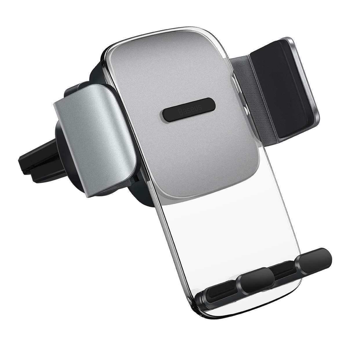 Kép 9/18 - Baseus autós telefontartó, Easy Control Clamp Holder (szellőzőrácsra szerelhető), ezüst (SUYK000112)