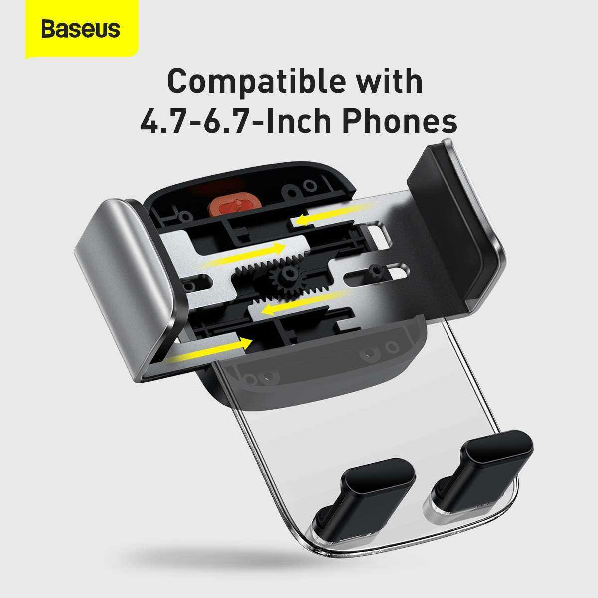 Baseus autós telefontartó, Easy Control Clamp Holder (kerek szellőzőrácsra szerelhető), ezüst (SUYK000112)