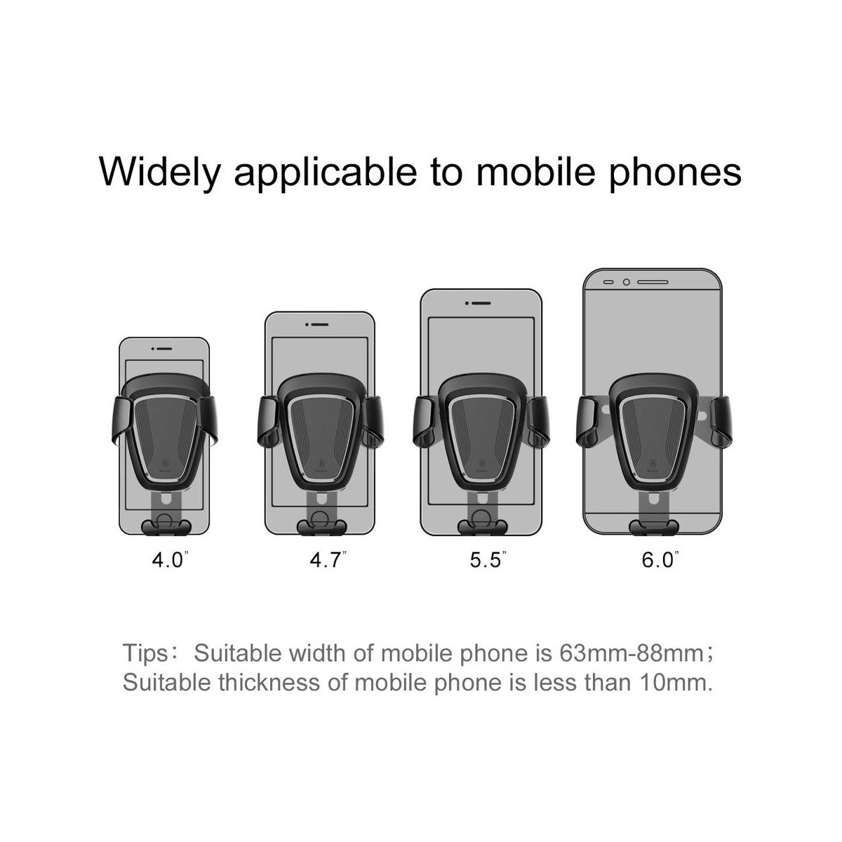 Kép 12/12 - Baseus autós telefontartó, Gravity, szellőzőrácsra, fekete (SUYL-01)