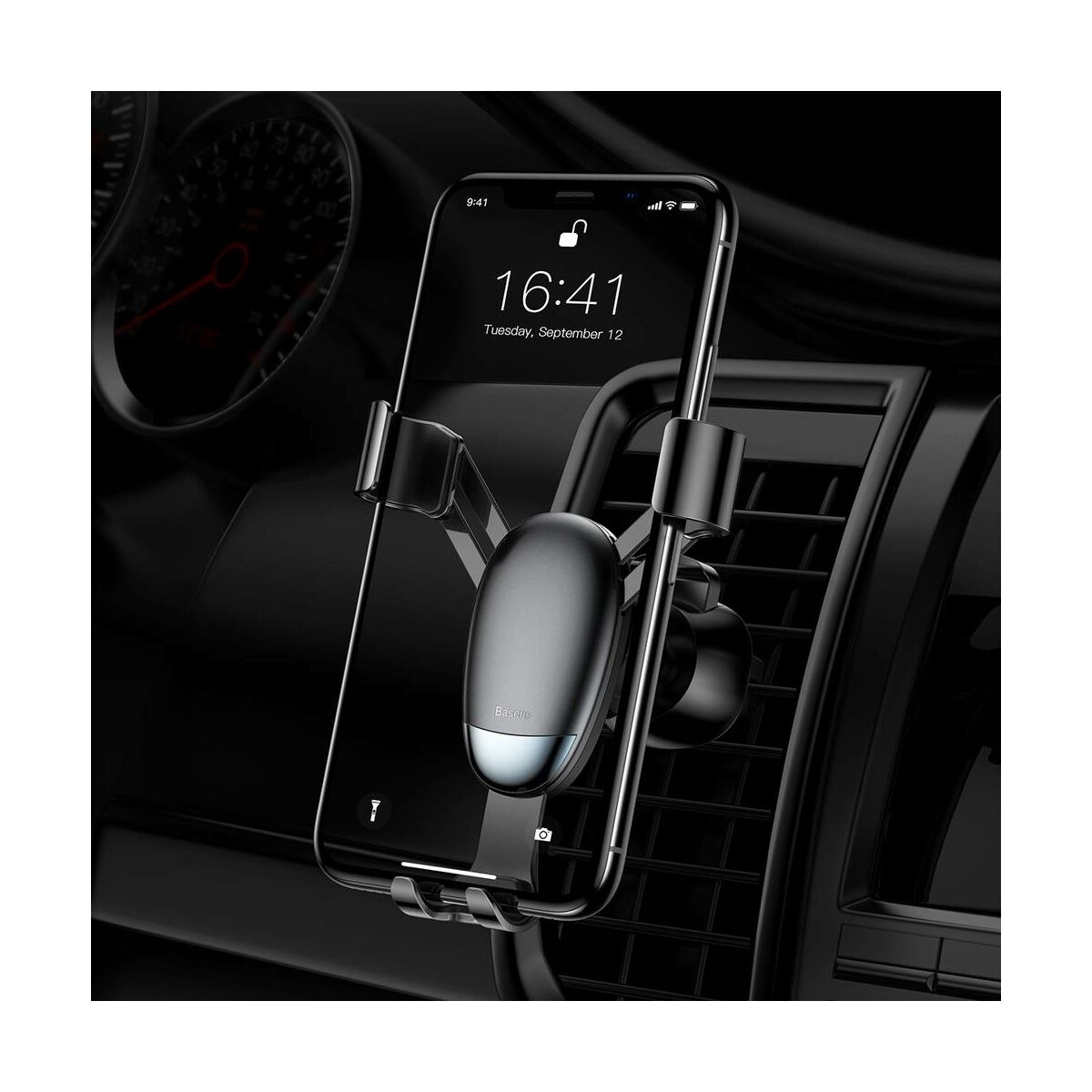 Kép 8/8 - Baseus autós telefontartó, Mini Gravity, szellőzőrácsra, fekete (SUYL-G01)