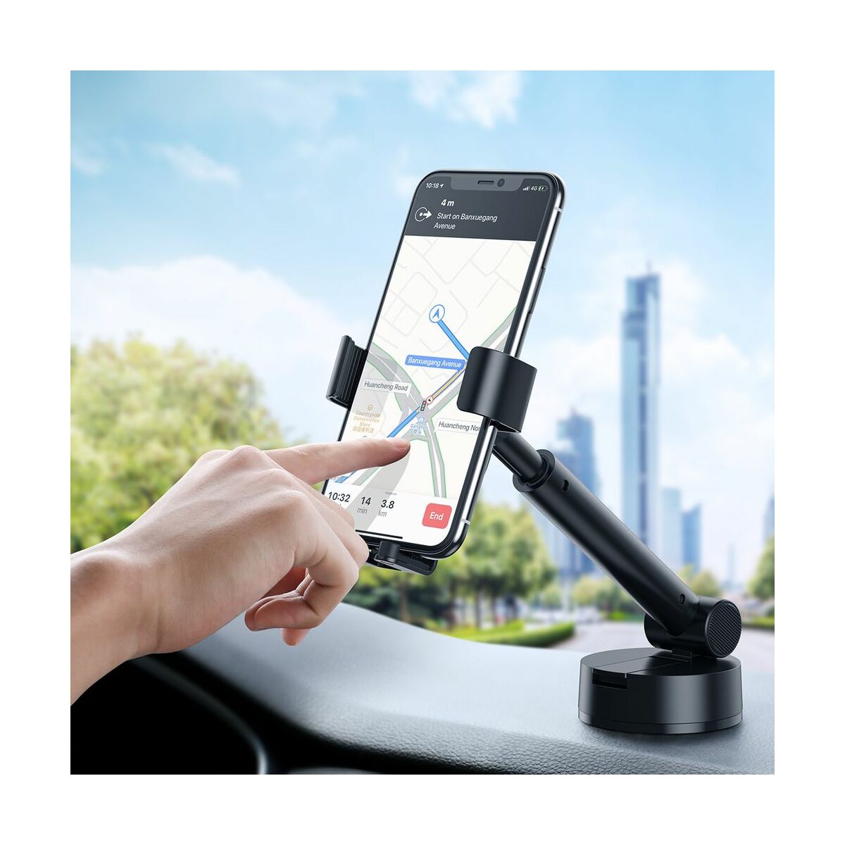 Baseus autós telefon tartó, Simplism Gravity, műszerfalra vagy szélvédőre helyezhető, fekete (SUYL-JY01)