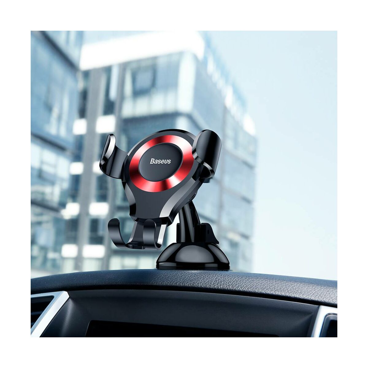 Kép 4/12 - Baseus autós telefontartó, Osculum Type Gravity,műszerfalra, fekete/piros(SUYL-XP09)