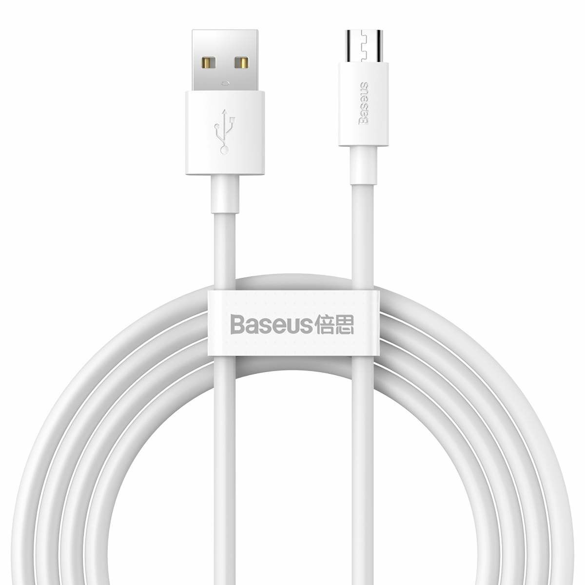 Kép 2/13 - Baseus, Micro USB kábel, Simple Wisdom, (2db/ csomag) 2,1A, 1.5m, fehér (TZCAMZJ-02)