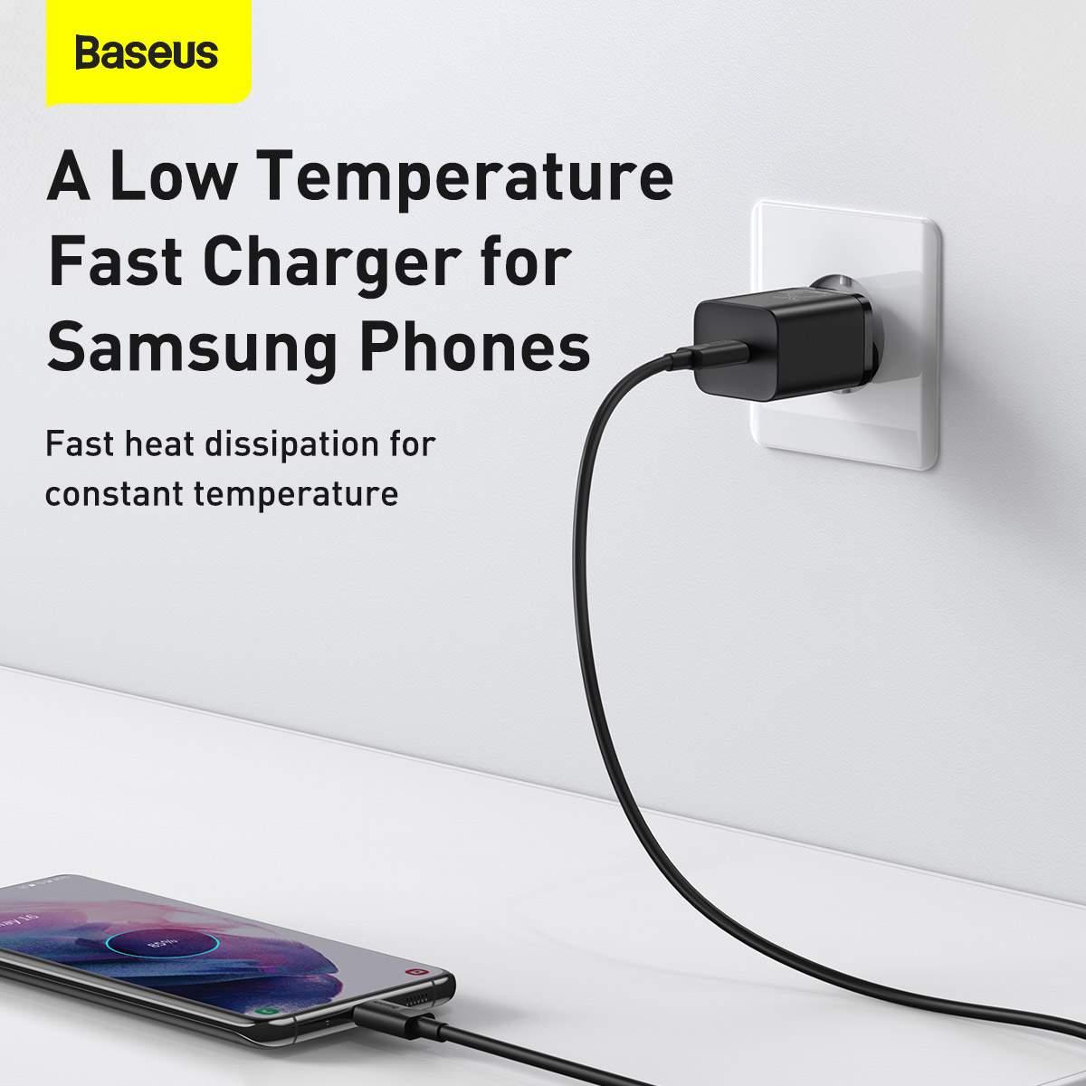 Kép 8/14 - Baseus hálózati töltő szett, Super Si 1C QC, Type-C – Type-C kábellel 3A 1m, 25W, fekete (TZCCSUP-L01)