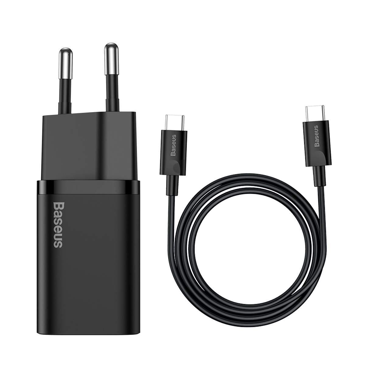 Kép 11/14 - Baseus hálózati töltő szett, Super Si 1C QC, Type-C – Type-C kábellel 3A 1m, 25W, fekete (TZCCSUP-L01)