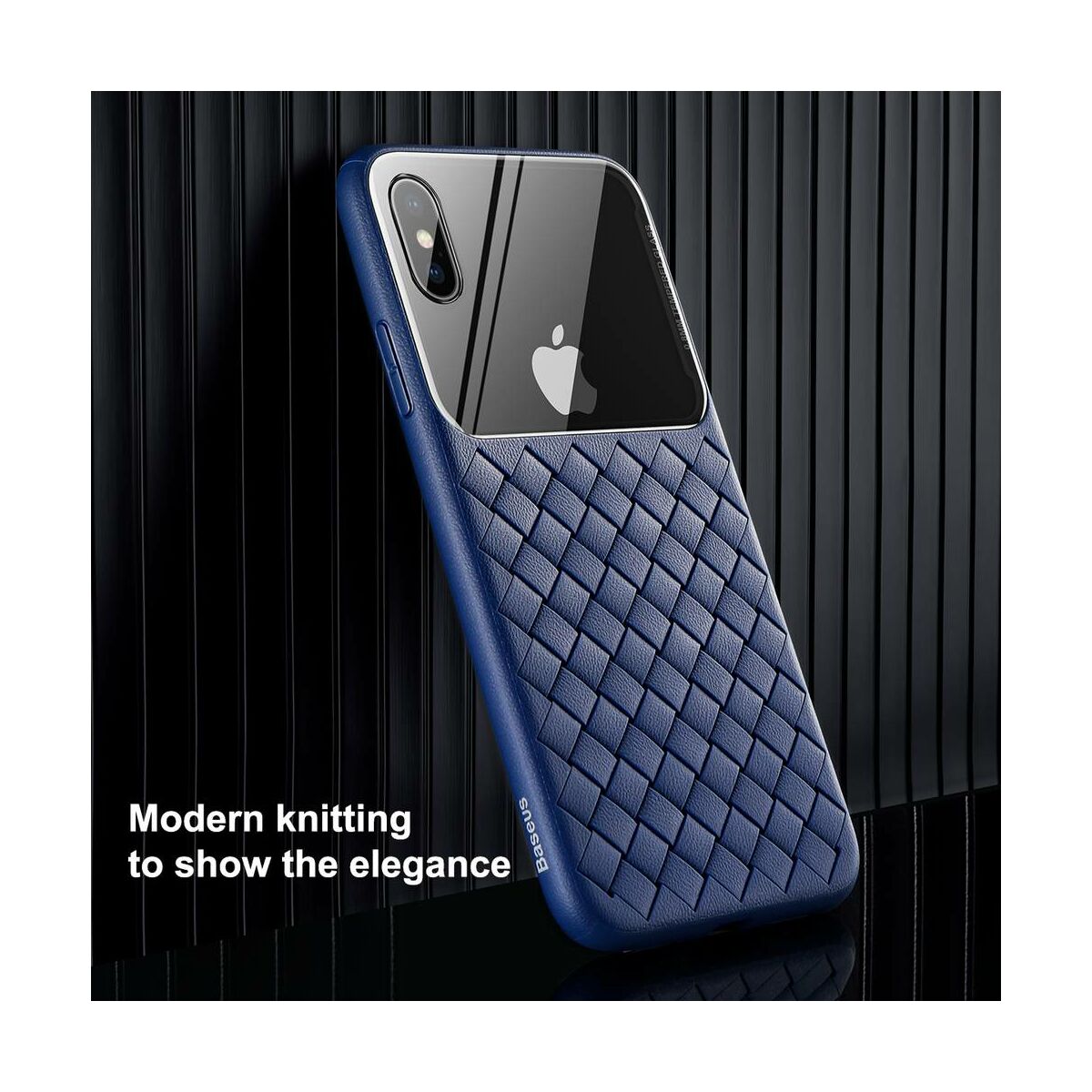 Kép 2/8 - Baseus iPhone XS üveg & tok, BV Weaving, kék (WIAPIPH58-BL03)
