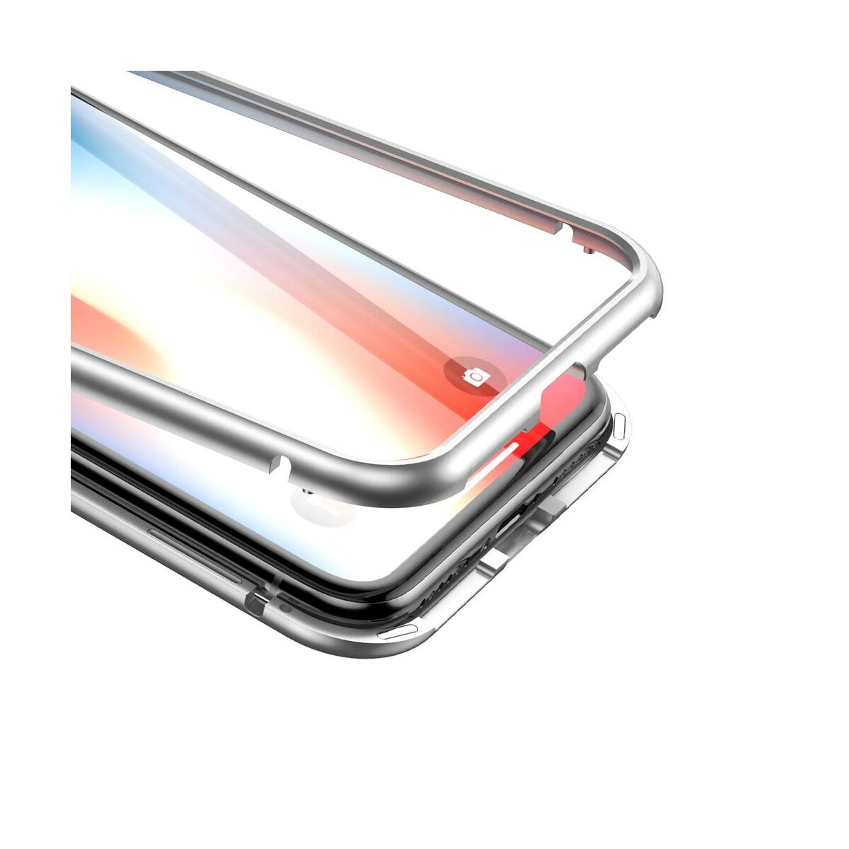 Kép 4/8 - Baseus iPhone XS tok, Magnetite hardware, mágneses, ezüst (WIAPIPH58-CS0S)