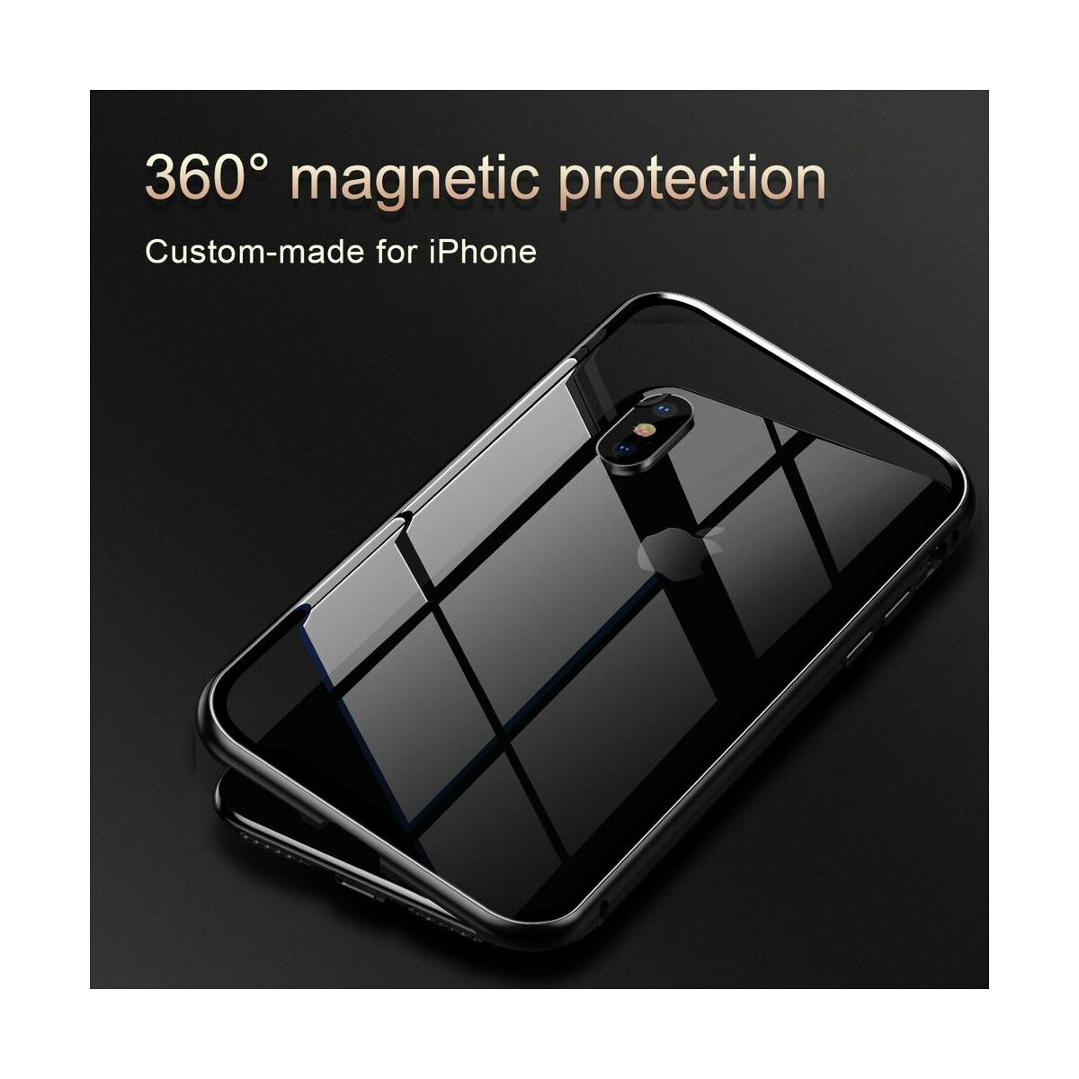 Kép 6/8 - Baseus iPhone XS tok, Magnetite hardware, mágneses, ezüst (WIAPIPH58-CS0S)