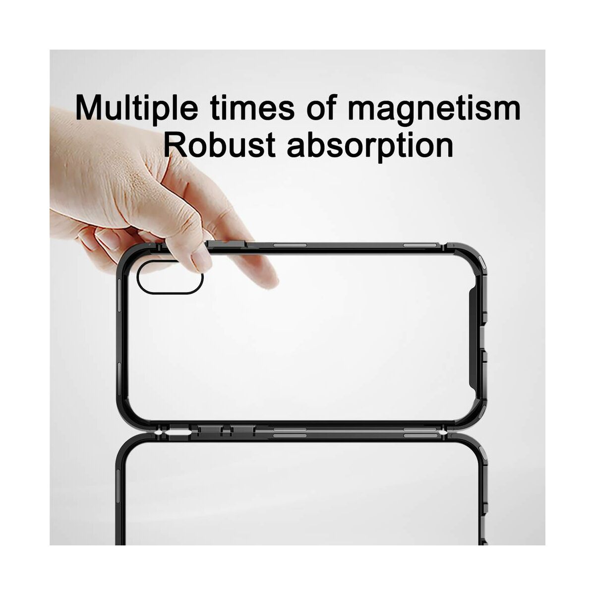 Kép 8/8 - Baseus iPhone XS tok, Magnetite hardware, mágneses, ezüst (WIAPIPH58-CS0S)
