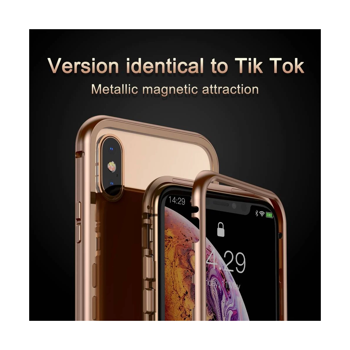 Kép 6/10 - Baseus iPhone XS tok, Magnetite hardware, mágneses, arany (WIAPIPH58-CS0V)