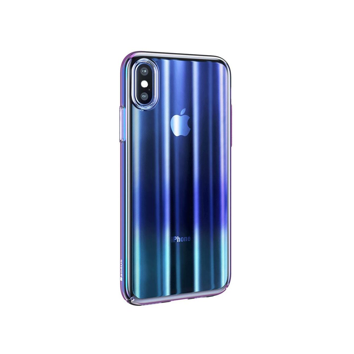 Kép 2/8 - Baseus iPhone XS tok, Aurora, átlátszó, kék (WIAPIPH58-JG03)