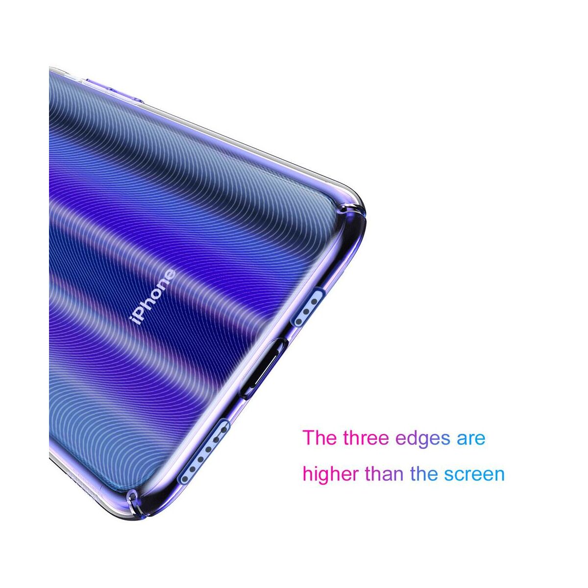 Kép 4/8 - Baseus iPhone XS tok, Aurora, átlátszó, kék (WIAPIPH58-JG03)