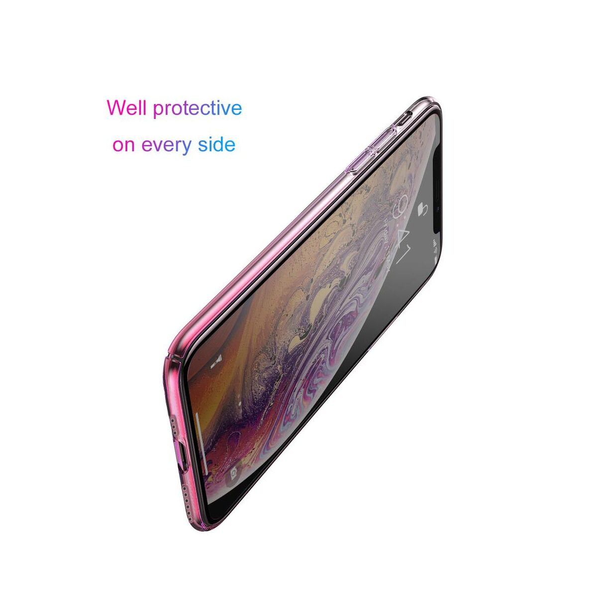 Baseus iPhone XS tok, Aurora, átlátszó, rózsaszín (WIAPIPH58-JG04)