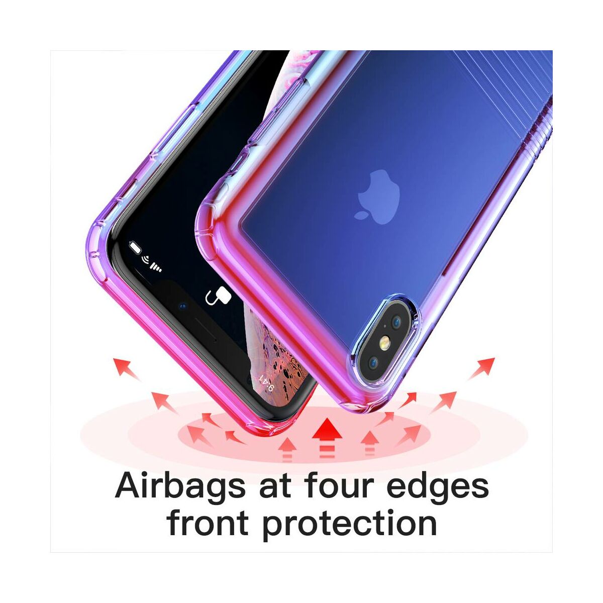 Kép 5/8 - Baseus iPhone XS tok, Colorful Airbag, kék (WIAPIPH58-XC03)