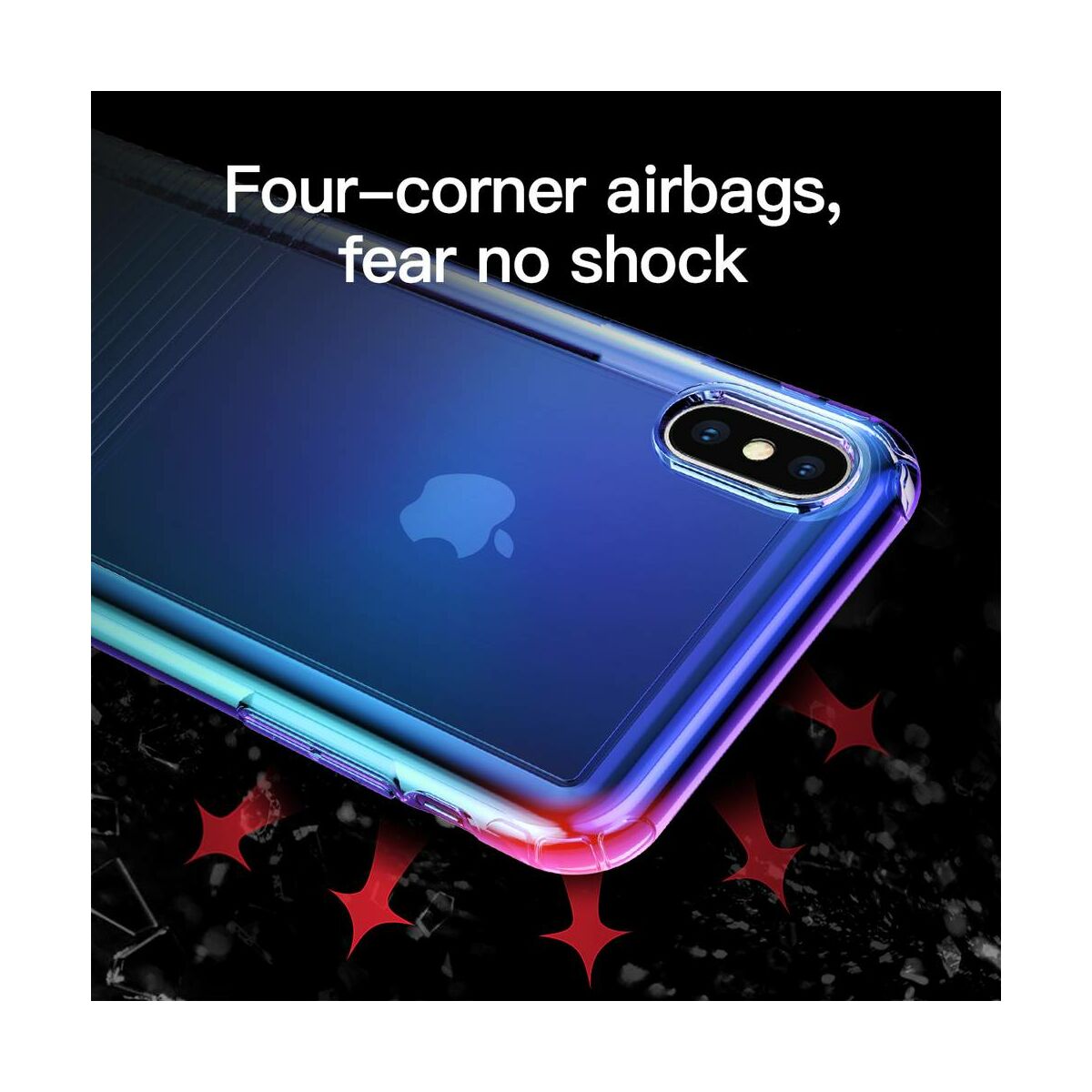 Kép 6/8 - Baseus iPhone XS tok, Colorful Airbag, kék (WIAPIPH58-XC03)