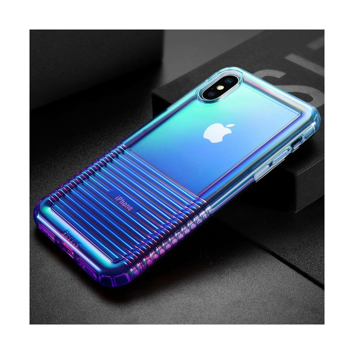 Kép 8/8 - Baseus iPhone XS tok, Colorful Airbag, kék (WIAPIPH58-XC03)