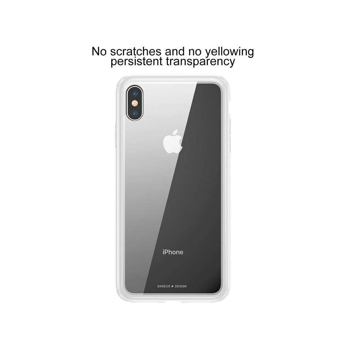 Baseus iPhone XS tok, átlátszó, oldalkerettel, fehér (WIAPIPH58-YS02)