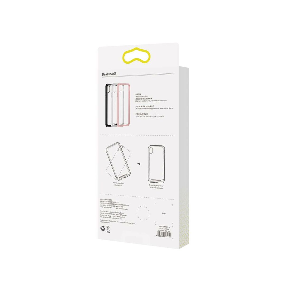 Baseus iPhone XS tok, átlátszó, oldalkerettel, fehér (WIAPIPH58-YS02)