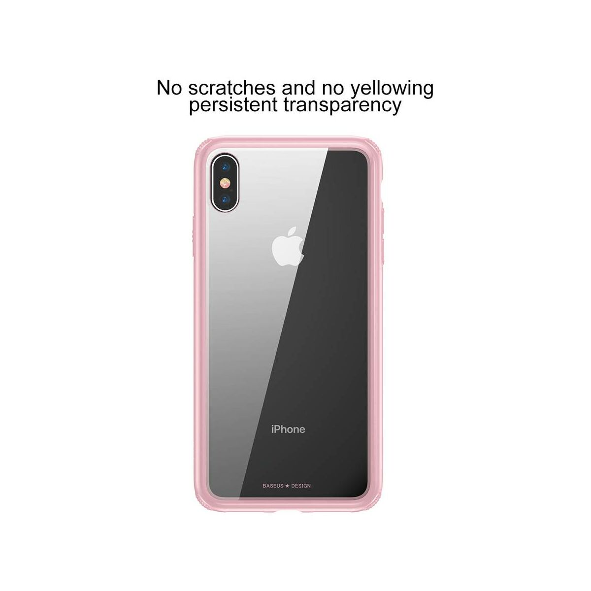 Kép 4/7 - Baseus iPhone XS tok, átlátszó, oldalkerettel, rózsaszín (WIAPIPH58-YS04)