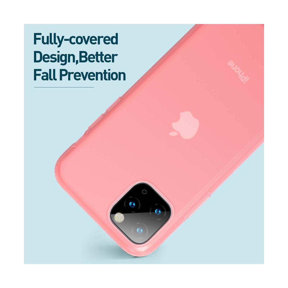 Kép 9/13 - Baseus iPhone 11 Pro tok, Jelly Liquid Silica Gel Protective tok, átlátszó piros (WIAPIPH58S-GD09)