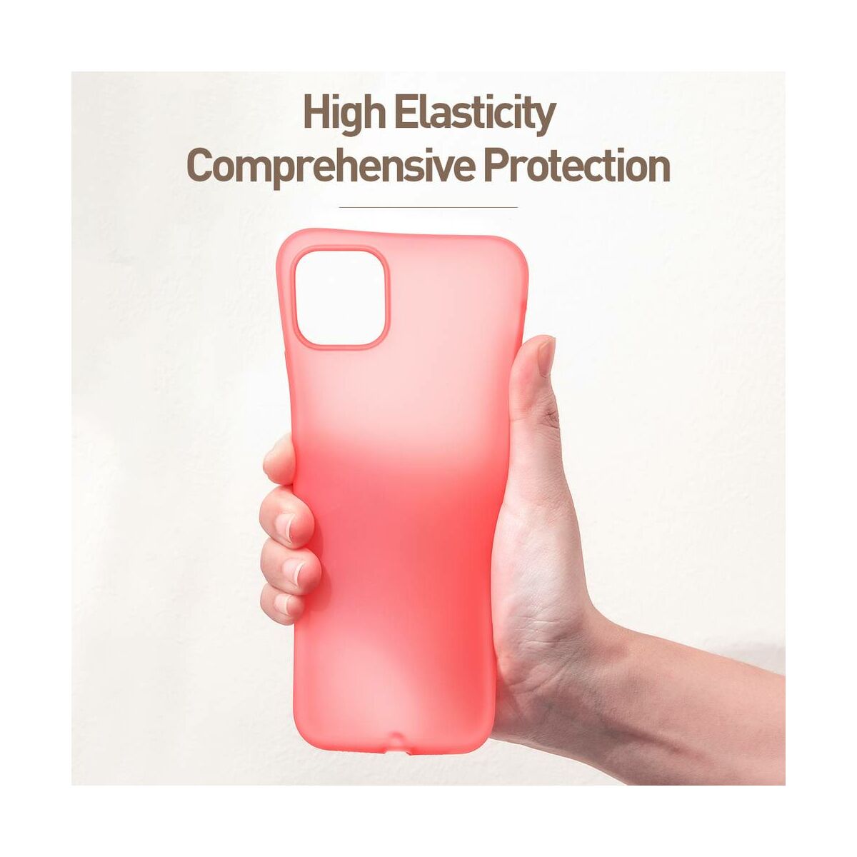 Kép 11/13 - Baseus iPhone 11 Pro tok, Jelly Liquid Silica Gel Protective tok, átlátszó piros (WIAPIPH58S-GD09)