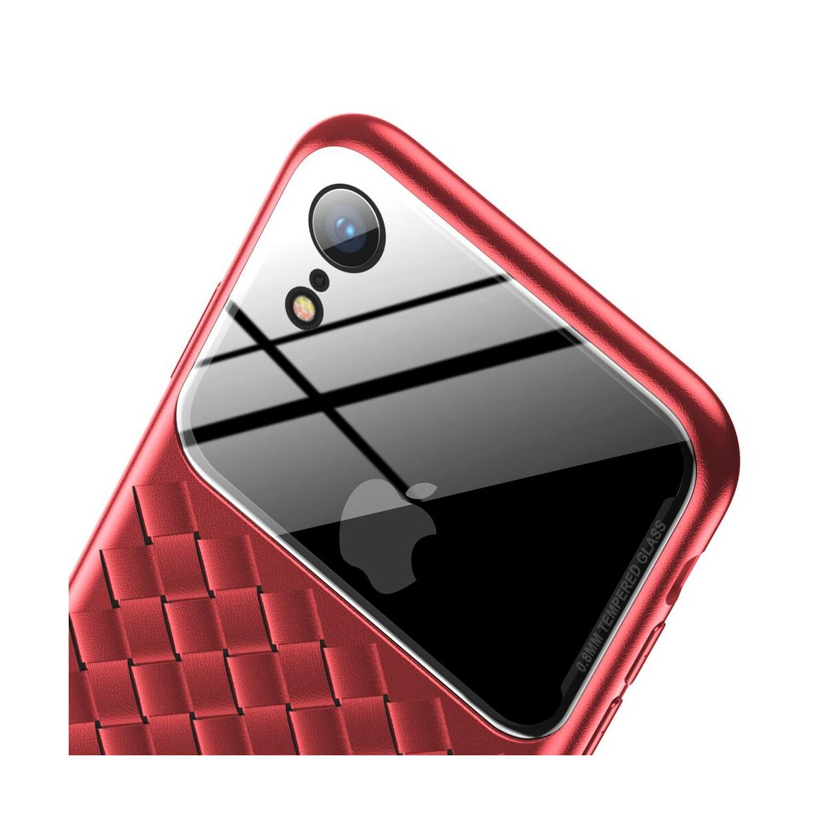 Kép 8/8 - Baseus iPhone XR üveg & tok, BV Weaving, piros (WIAPIPH61-BL09)
