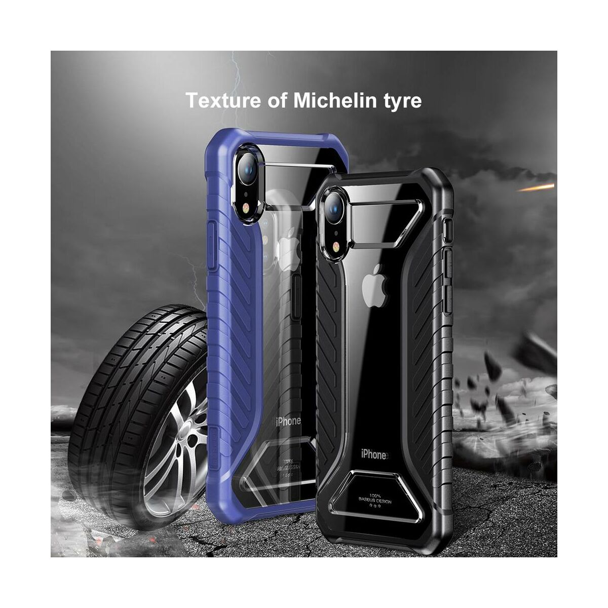 Kép 2/7 - Baseus iPhone XR tok, Michelin, kék (WIAPIPH61-MK03)