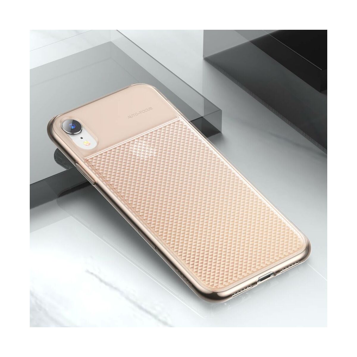 Baseus iPhone XR csillogó & tok, átlátszó, átlátszó arany (WIAPIPH61-ST0V)