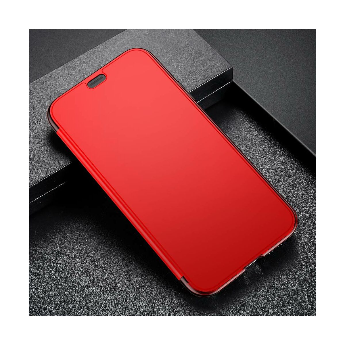 Baseus iPhone XR tok,tok, Touchable kihajtható, érintőfelületű flip tok, piros (WIAPIPH61-TS09)
