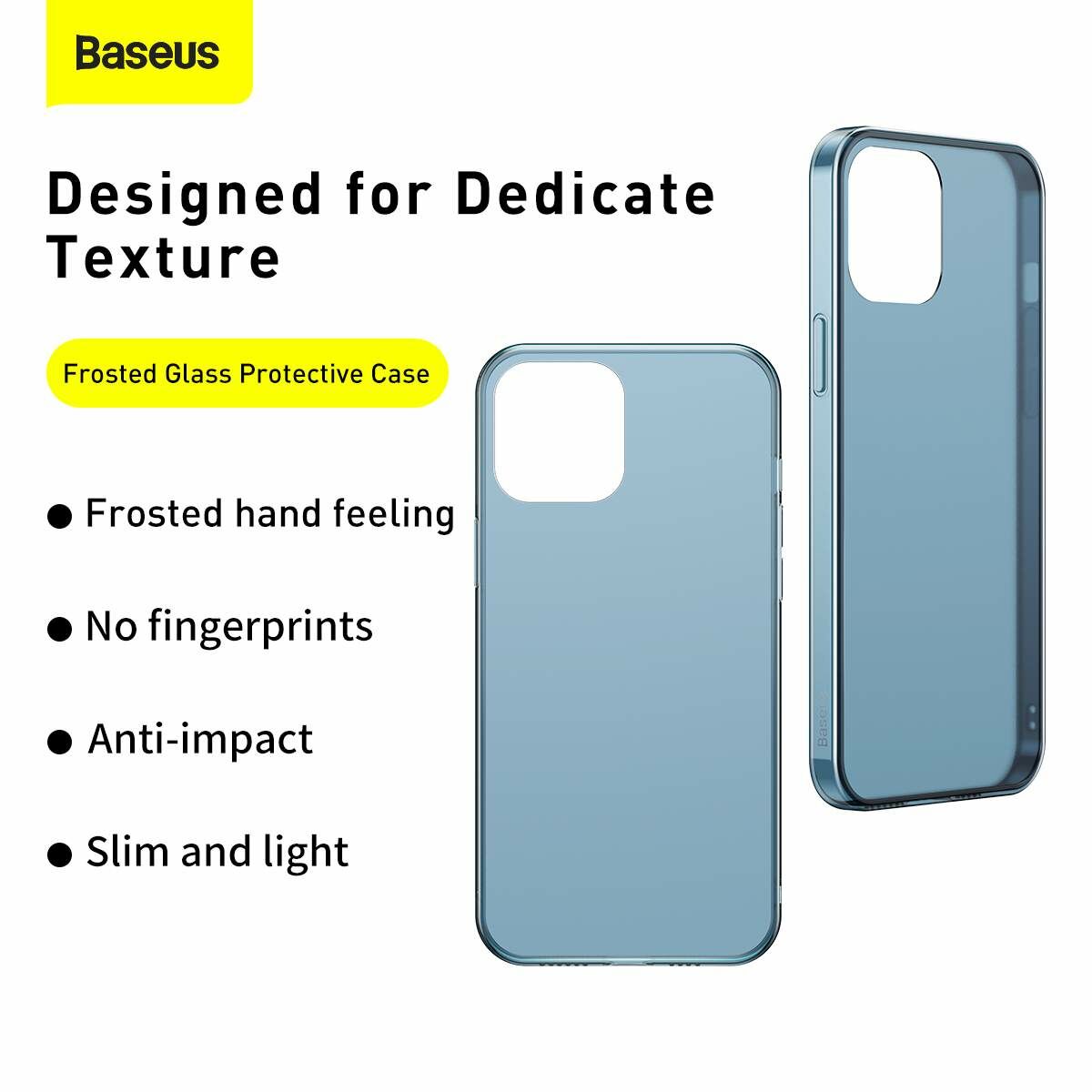 Kép 11/11 - Baseus iPhone 12/12 Pro tok, Frosted Glass, fehér (WIAPIPH61P-WS02)