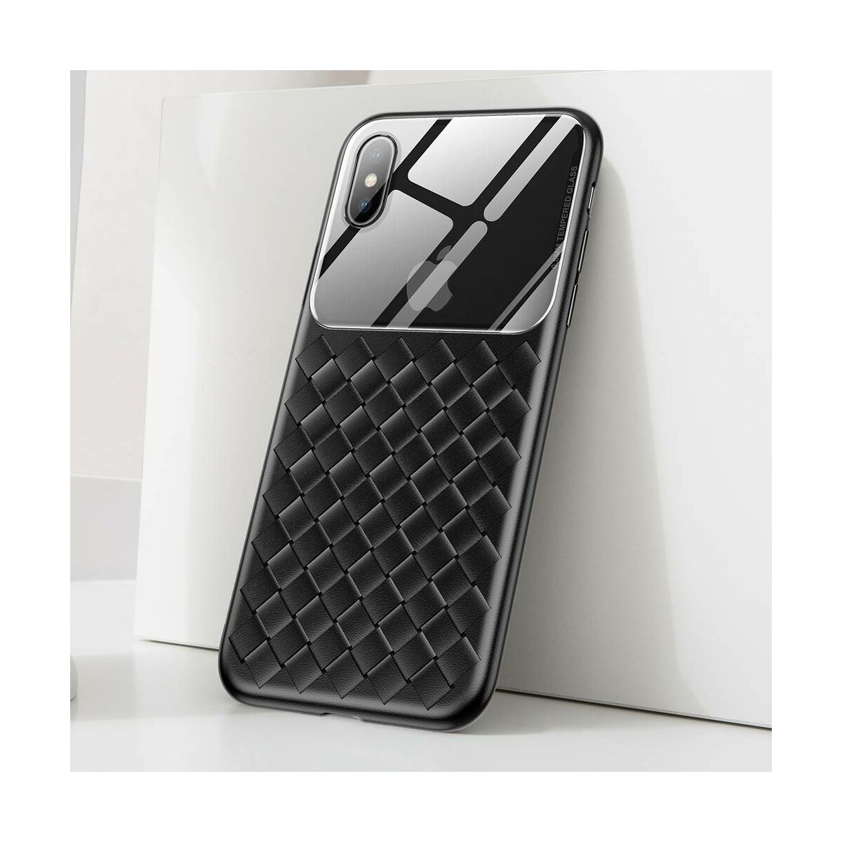Kép 4/10 - Baseus iPhone XS Max üveg & tok, BV Weaving, fekete (WIAPIPH65-BL01)
