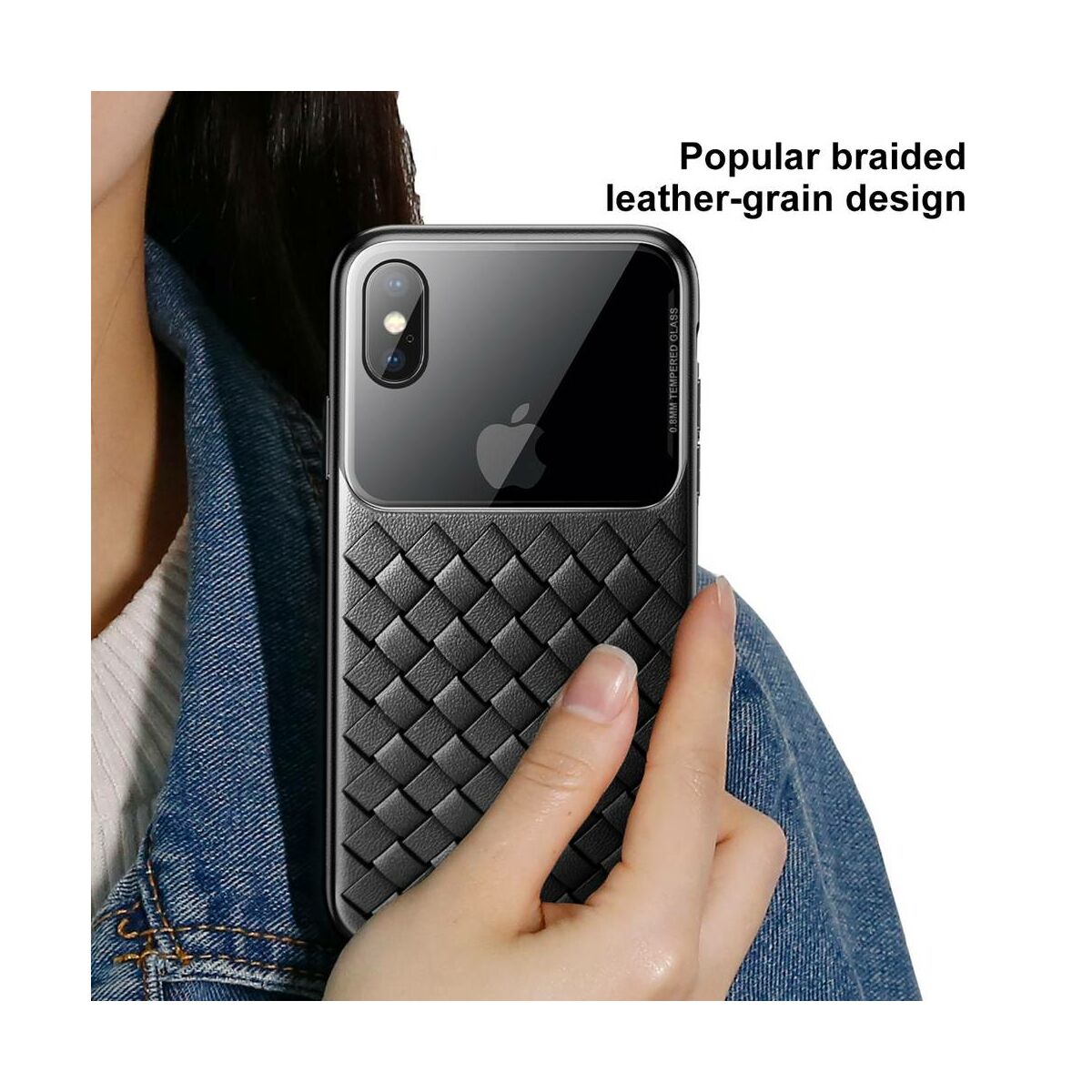 Kép 6/10 - Baseus iPhone XS Max üveg & tok, BV Weaving, fekete (WIAPIPH65-BL01)