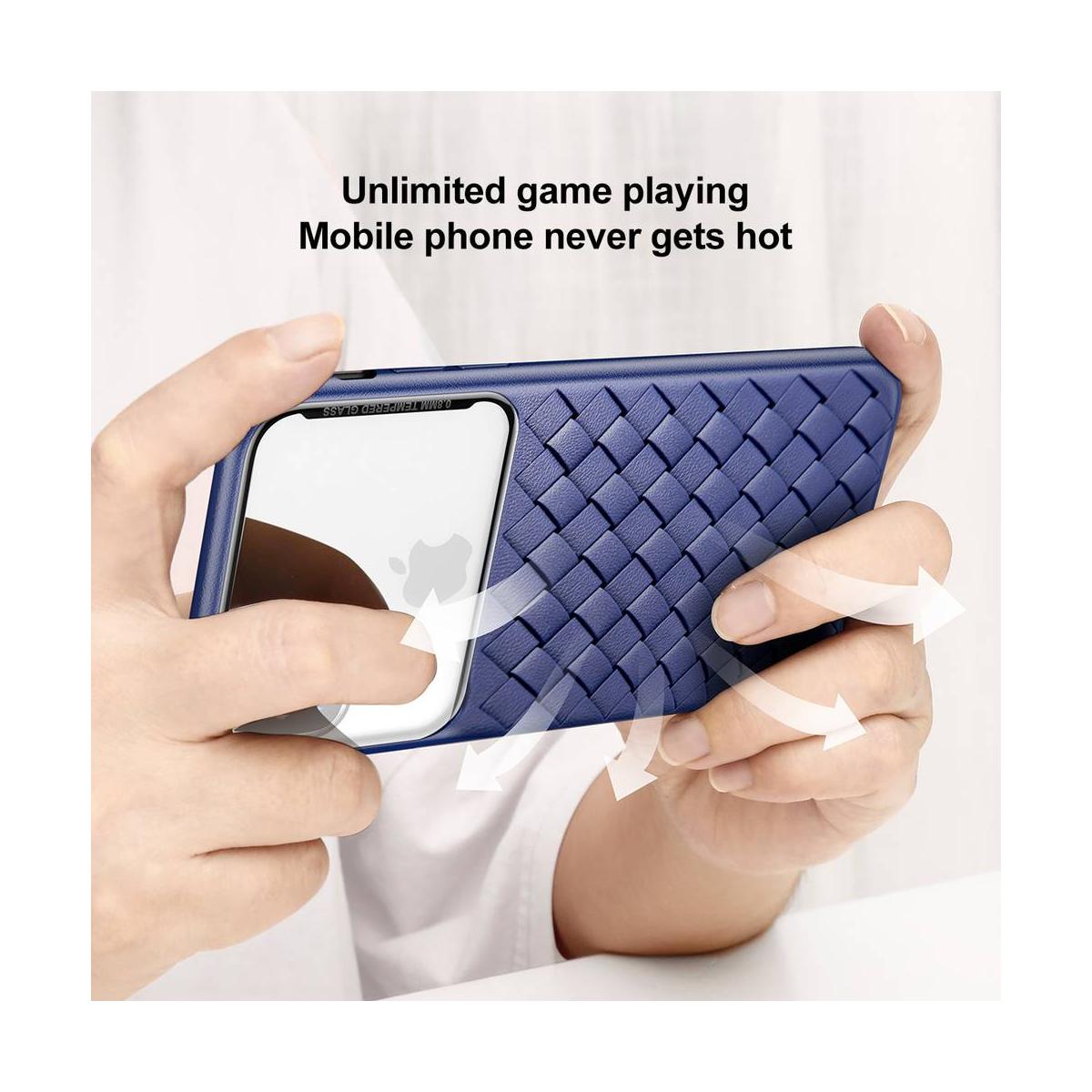 Kép 7/10 - Baseus iPhone XS Max üveg & tok, BV Weaving, kék (WIAPIPH65-BL03)