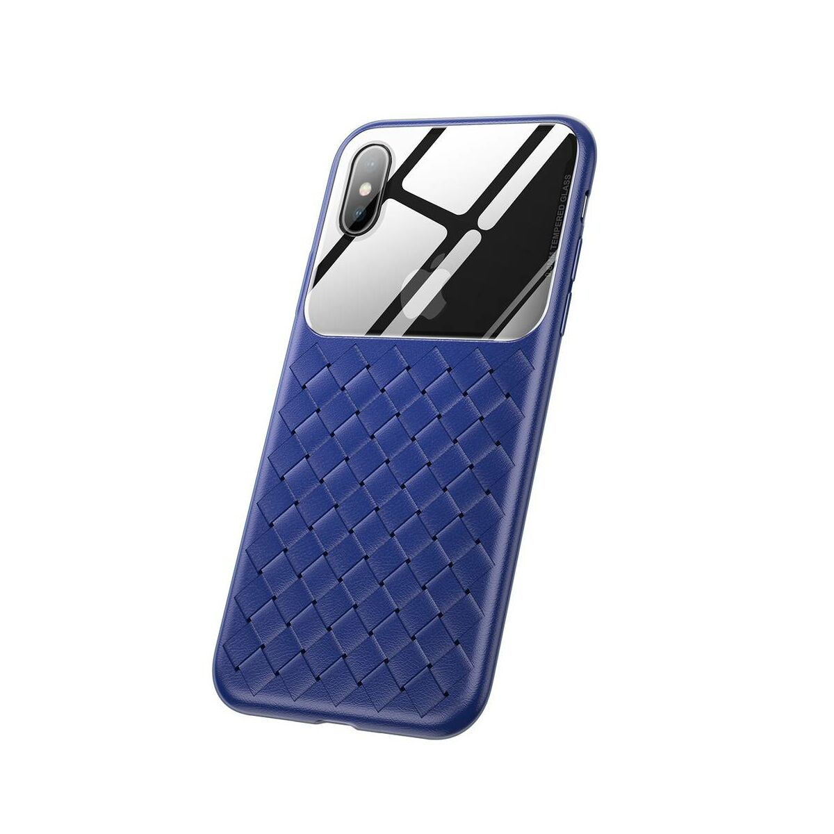 Kép 9/10 - Baseus iPhone XS Max üveg & tok, BV Weaving, kék (WIAPIPH65-BL03)