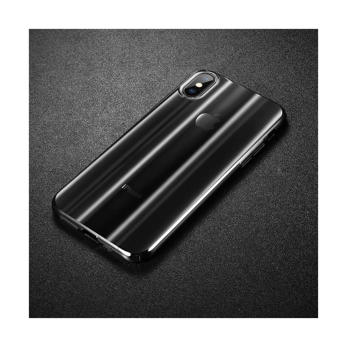 Kép 9/9 - Baseus iPhone XS Max tok, Aurora, átlátszó, fekete (WIAPIPH65-JG01)