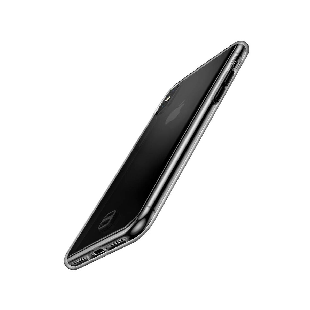 Kép 5/7 - Baseus iPhone XS Max tok, átlátszó Key Phone ráfűzhető csuklótartóval, fekete (WIAPIPH65-QA01)