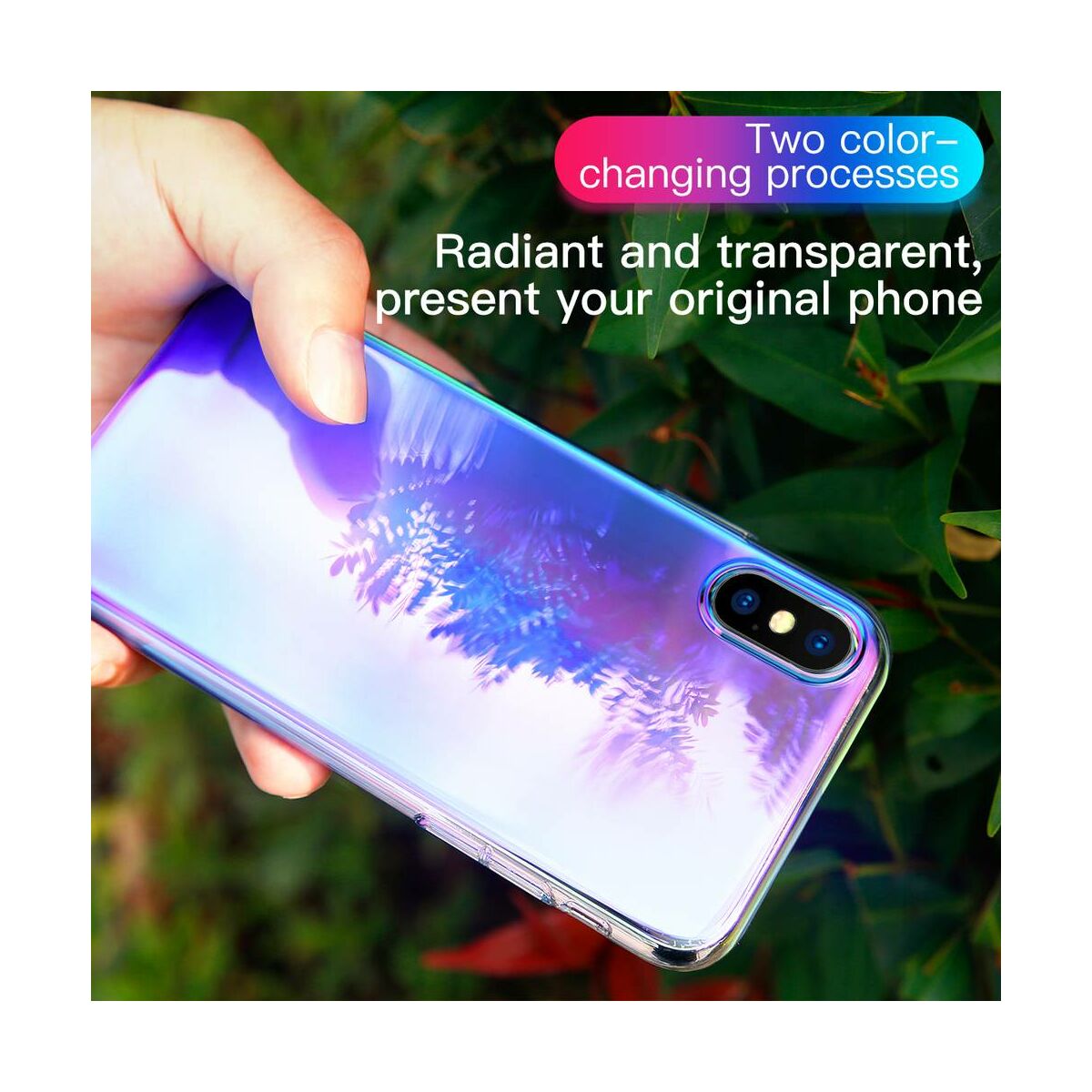 Kép 5/7 - Baseus iPhone XS Max tok, Glow, átlátszó kék (WIAPIPH65-XG03)