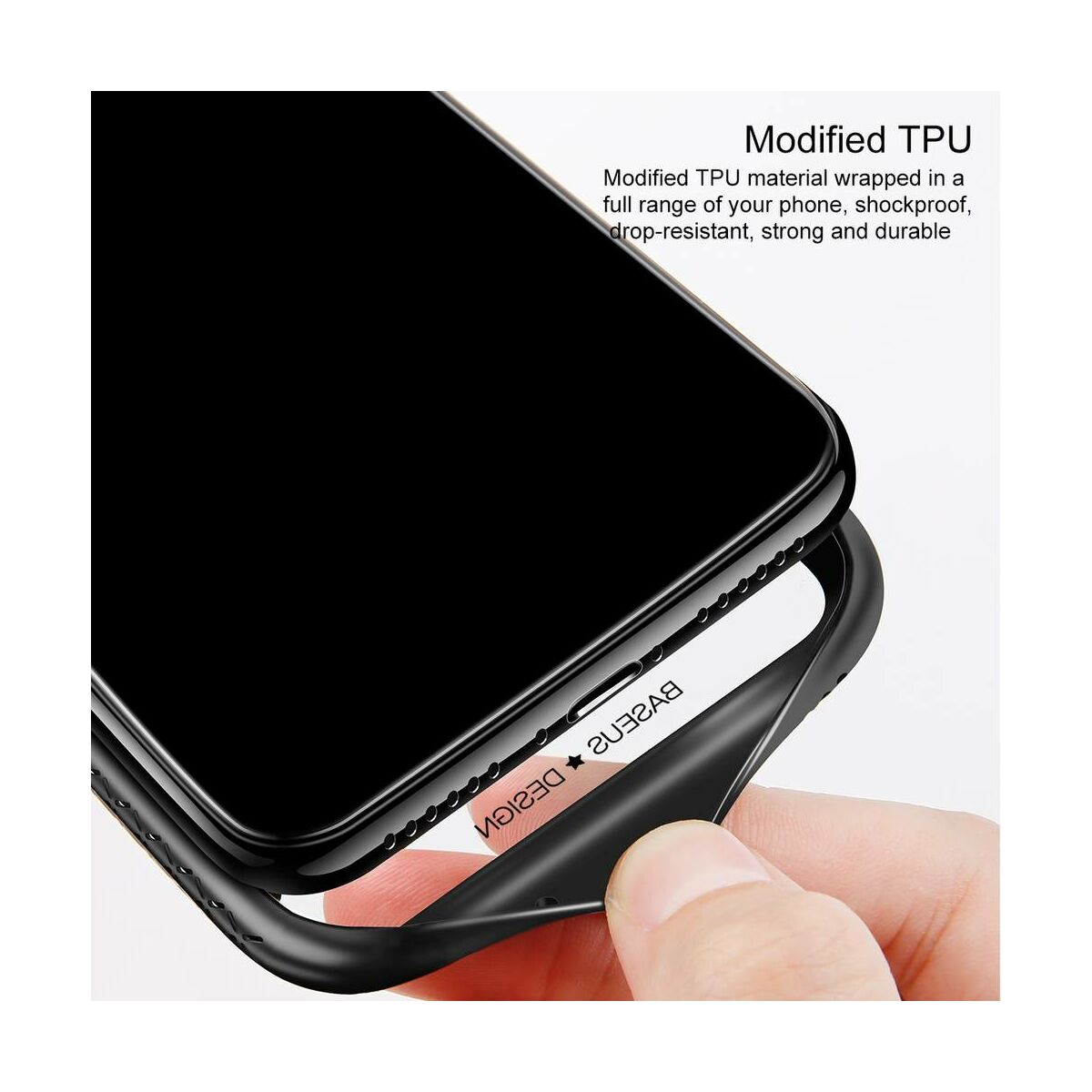 Kép 3/8 - Baseus iPhone XS Max tok, átlátszó, oldalkerettel, fekete (WIAPIPH65-YS01)