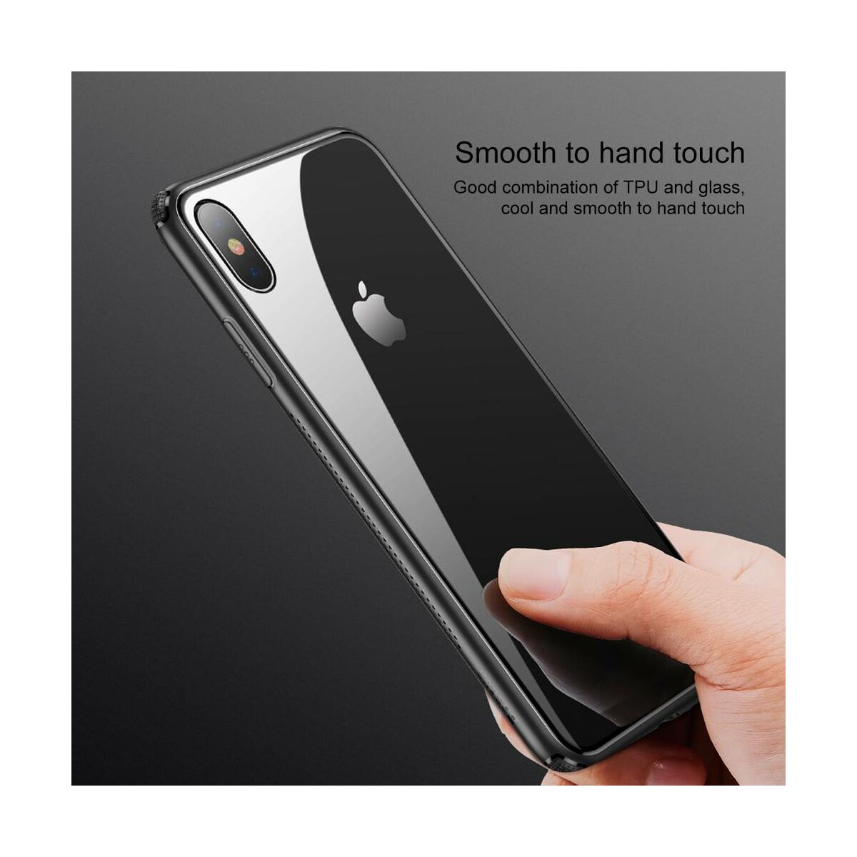 Baseus iPhone XS Max tok, átlátszó, oldalkerettel, fekete (WIAPIPH65-YS01)