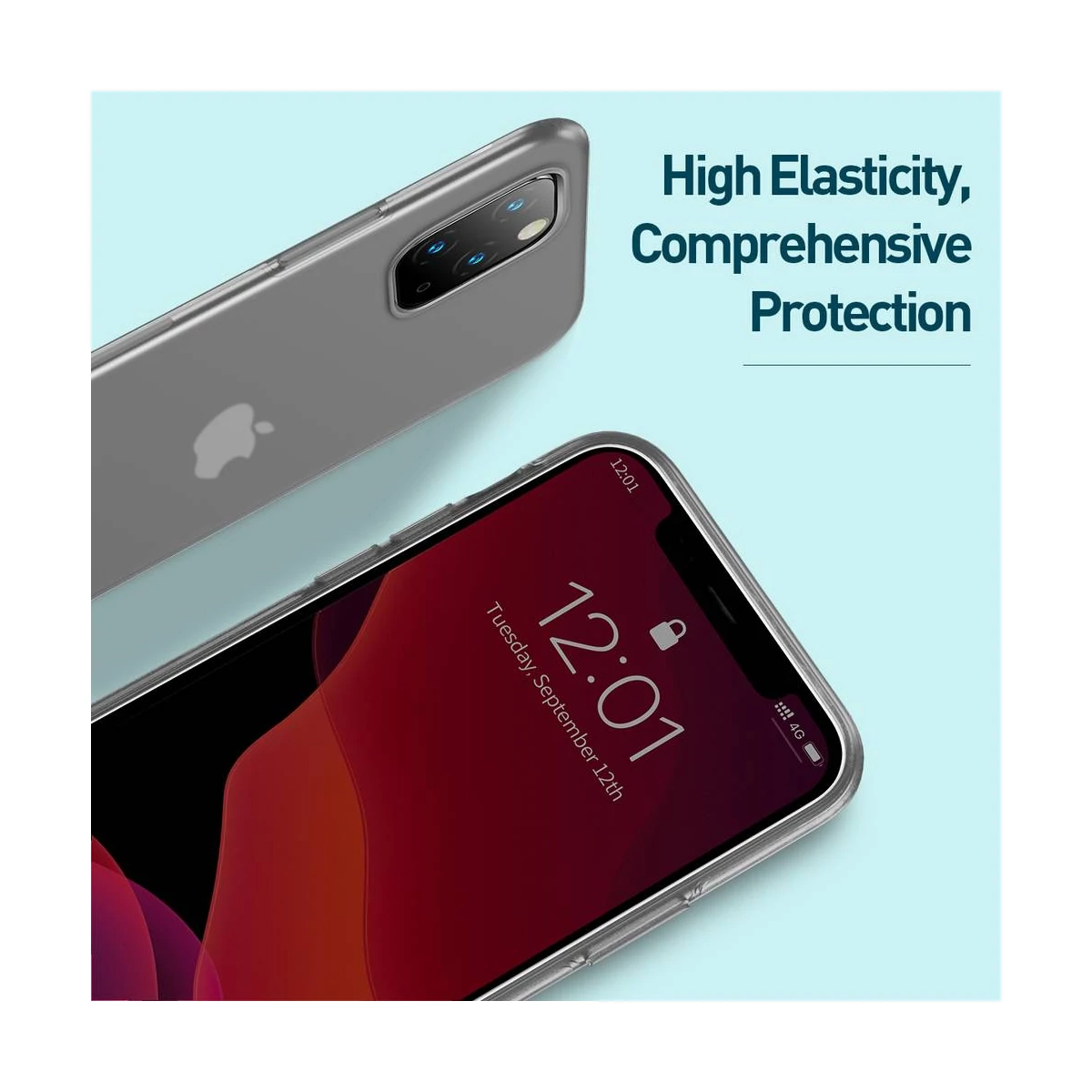 Kép 11/12 - Baseus iPhone 11 Pro Max tok, Jelly Liquid Silica Gel Protective, átlátszó fekete (WIAPIPH65S-GD01)